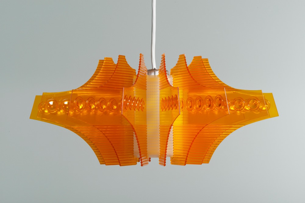 'Red A Plastic Crystal Lamp Fixture, No. 1616' by Star Industrial Co., Ltd., circa 1960s–80s (polystyrene)