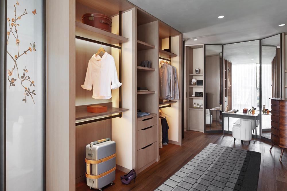A sumptuous walk-in closet features in the master bedroom.