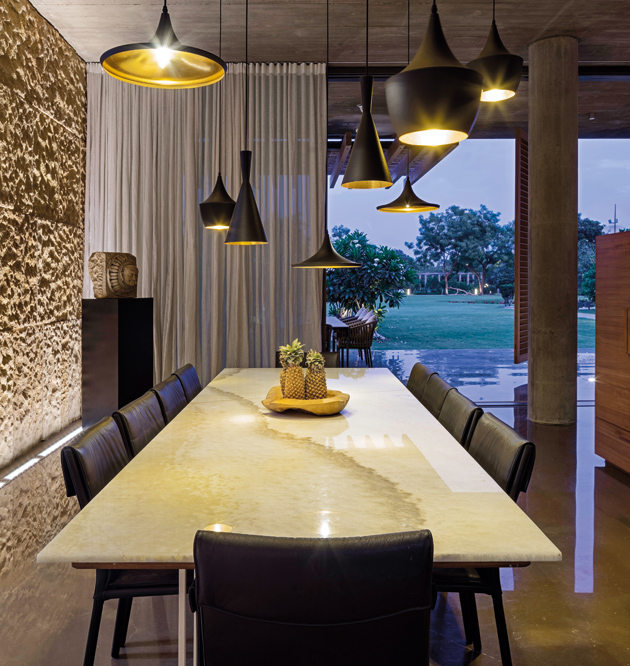 Contemporary design leverages Indian architecture in this family home