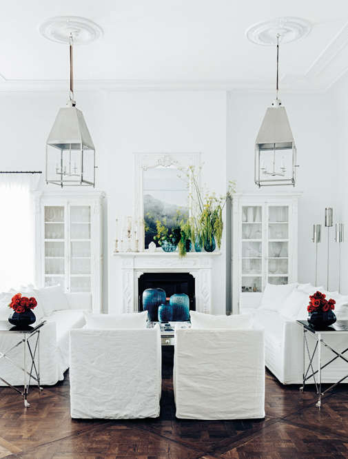 Collette created a cosy living area with the 1840s marble mantelpiece as the focal point. 