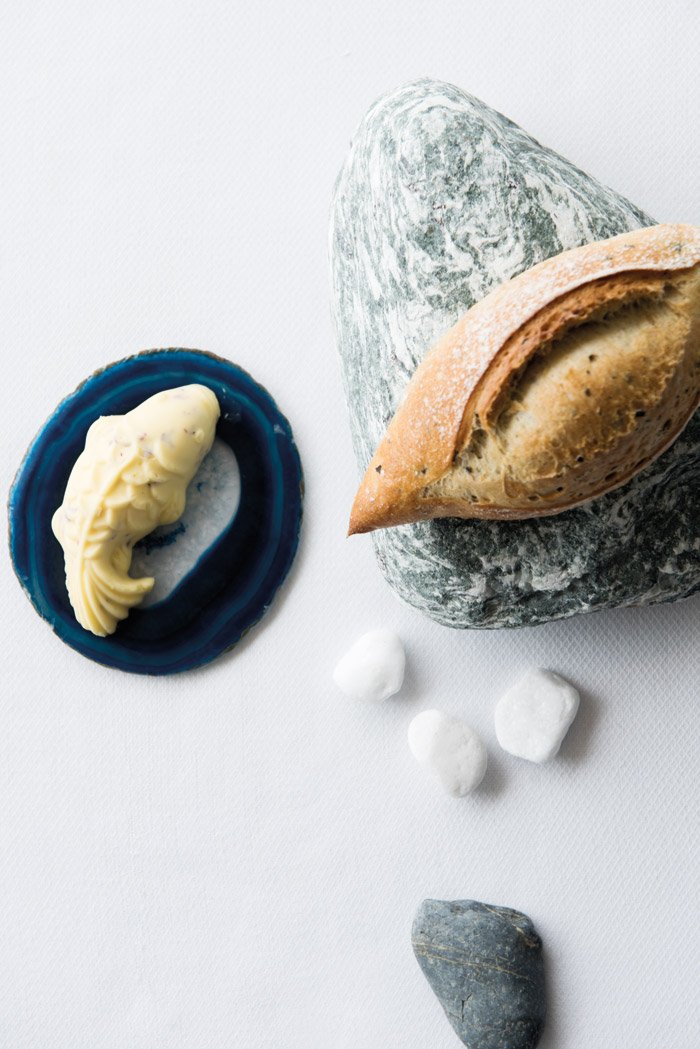 Rech serves its own homemade seaweed baguette and decadent butter.