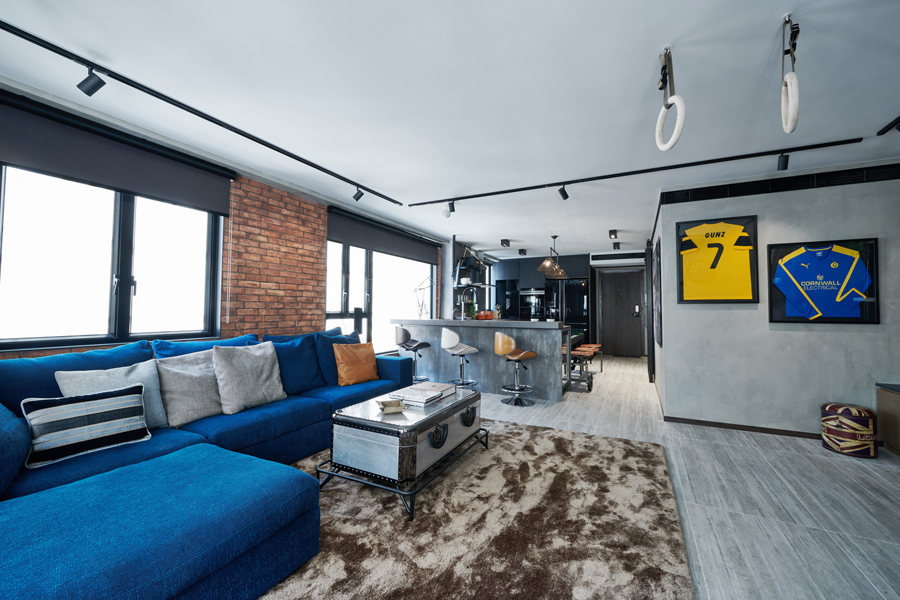 This 700sqft West Kowloon bachelor pad is designed for a sports-loving gentleman