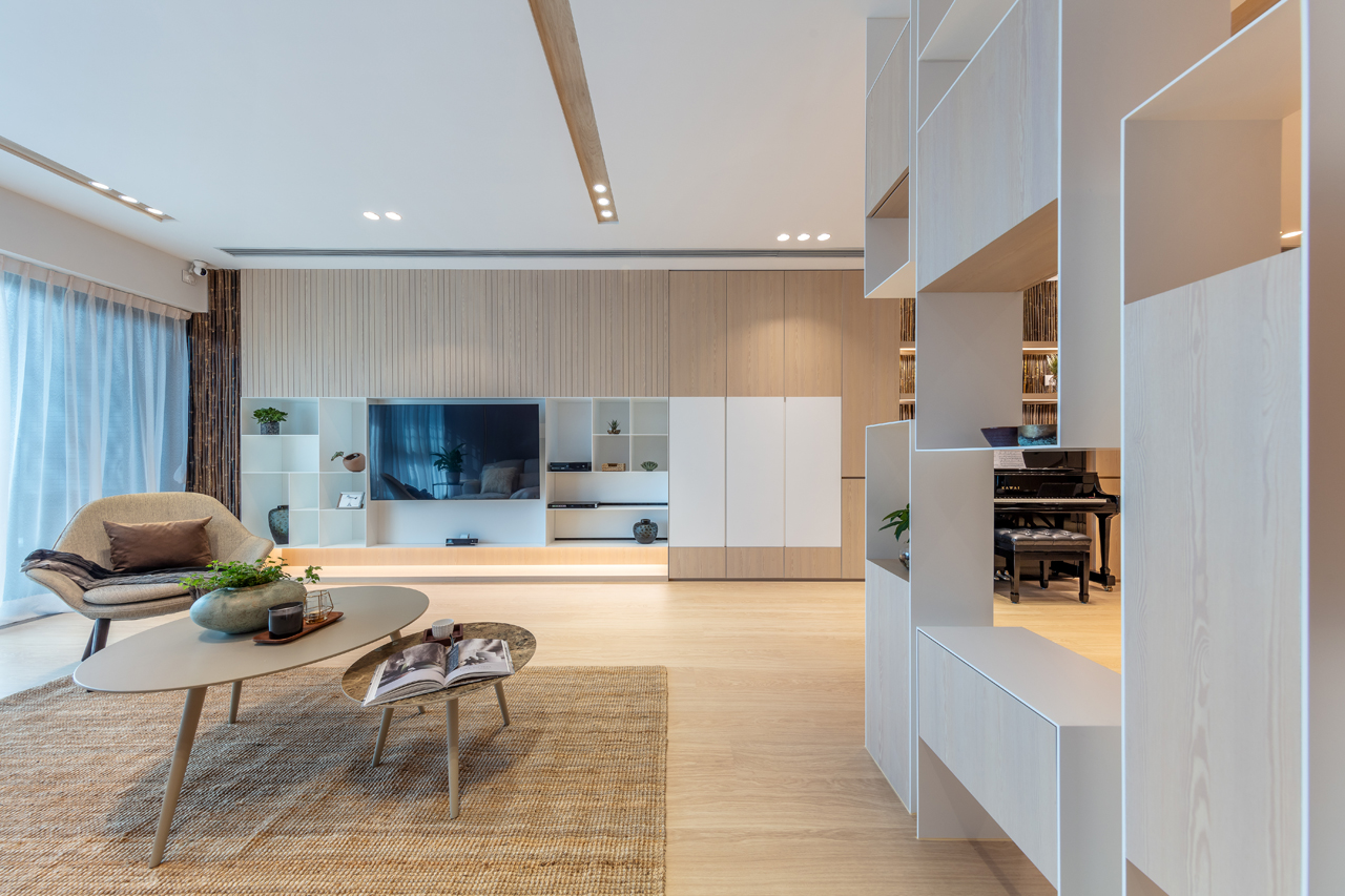 Natural materials and a pastel palette imbue zen in this 2,000sqft Kowloon Tong home