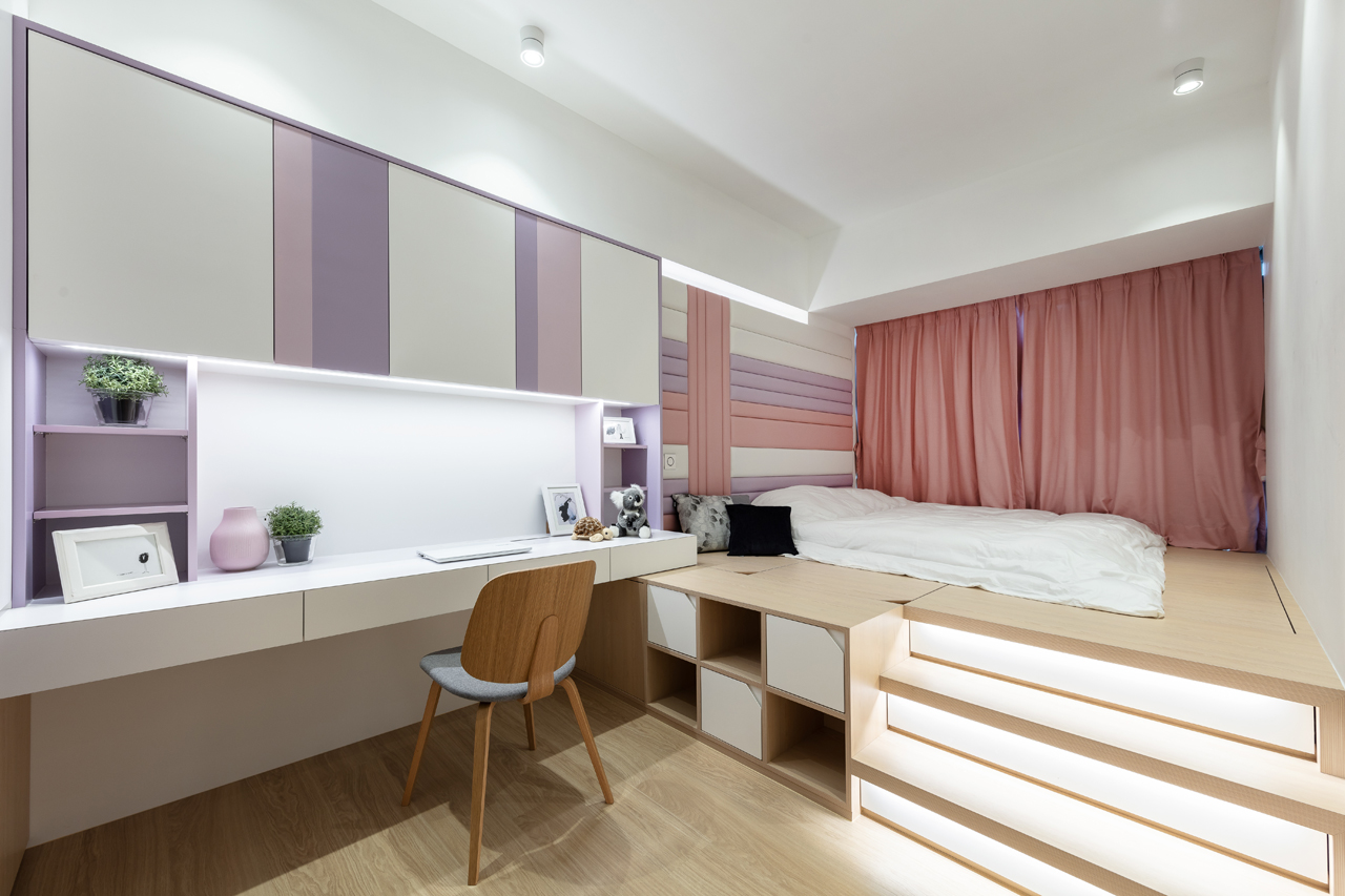 Natural materials and a pastel palette imbue zen in this 2,000sqft Kowloon Tong home