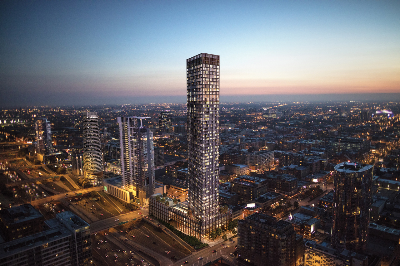 725 W. Randolph in Chicago will feature a new Equinox Hotel, and becomes the tallest building west of the Kennedy Expressway after its completion
