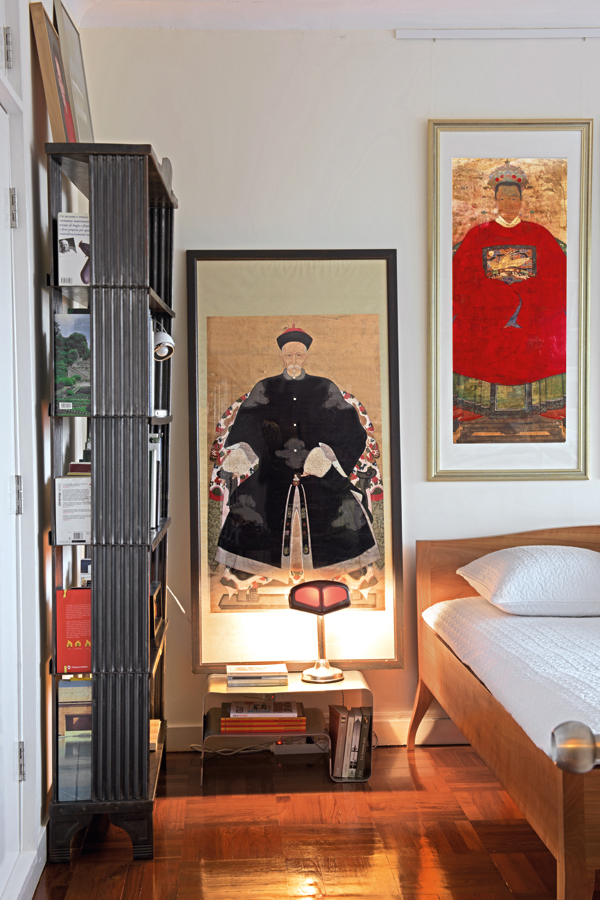 Chinese ancestor portraits in the guest bedroom