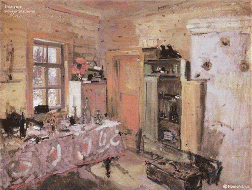 俄羅斯印象派畫家Konstantin Korovin (1861-1939年) 的《Interior》