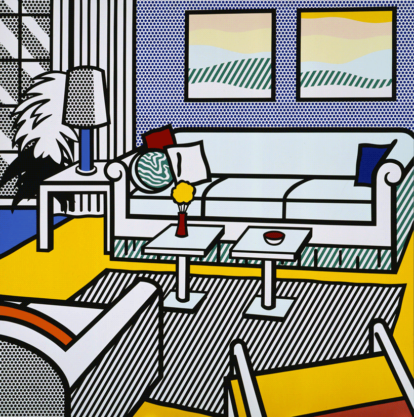美國普普藝術藝術家Roy Lichtenstein (1923-1997年) 的《Interior with Restful Paintings》