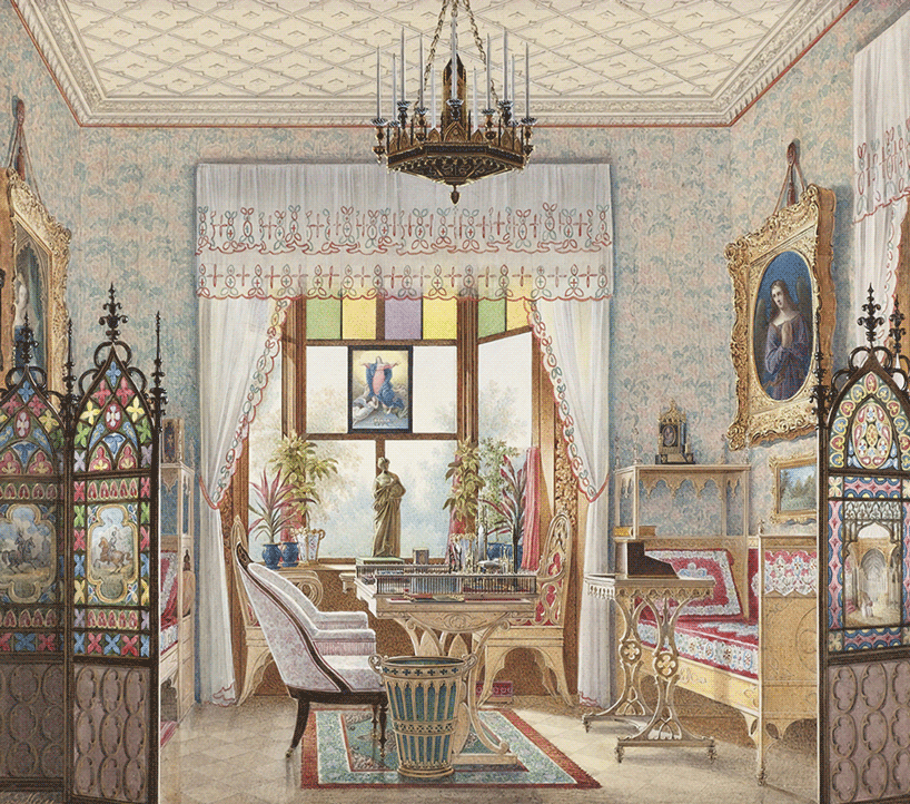 俄羅斯水彩畫家Edward Petrovich Hau (1807-1887年) 的《Empress Alexandra Feodorovna’s Sitting Room》