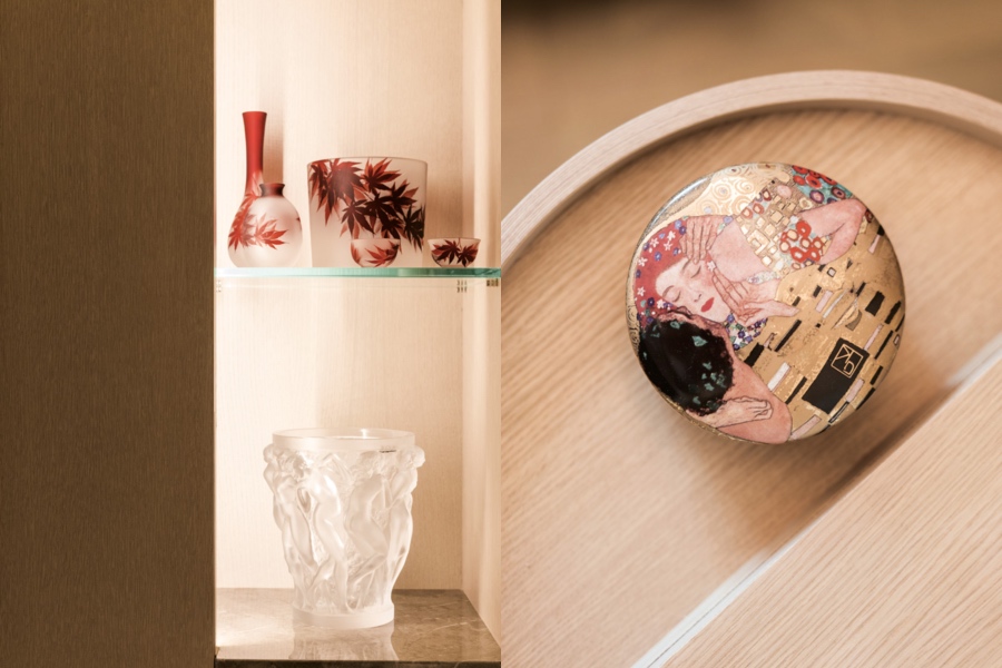 Exquisite glassware and Oriental-style furnishings imbue the interiors with a touch of elegance