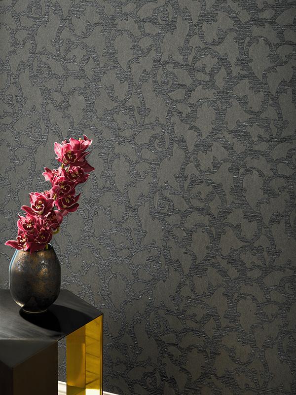 A dark, sophisticated wall covering like 'Adele' lend a room a more intimate feel. (Photo: Courtesy of Lori Weitzner)