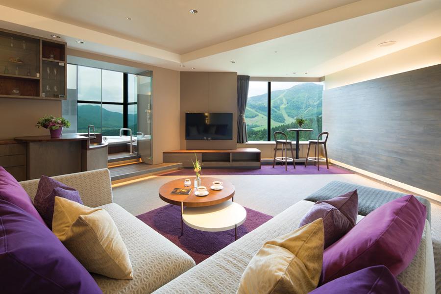 Plush, all-suite accommodations at the Hoshino Resorts Risonare Tomamu offer plenty of repose after a day of activities