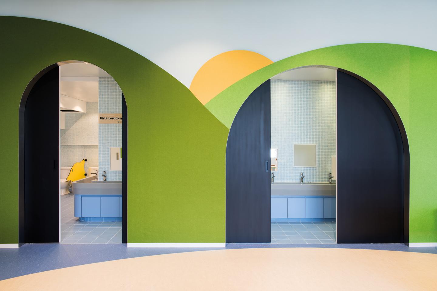 Sound-absorptive materials have also been incorporated to manage acoustics within the premises