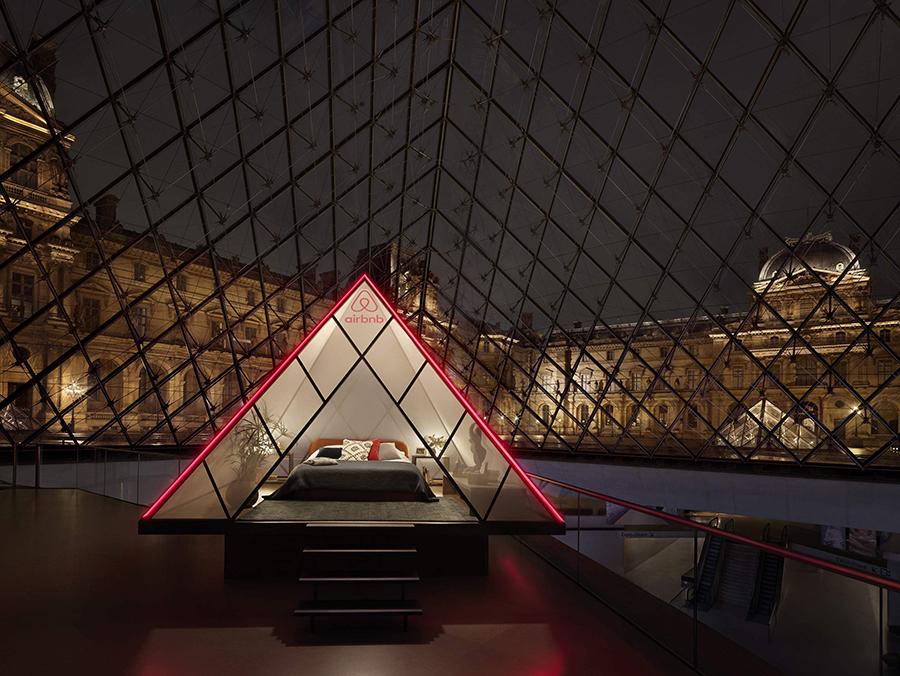 A glass pyramid within a glass pyramid, specially built for two lucky guests to spend the night. (Photo: Julian Abrams, courtesy of AirBnb)
