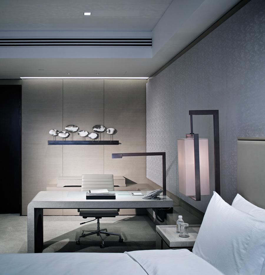 One of the sleek guest rooms in Beijing