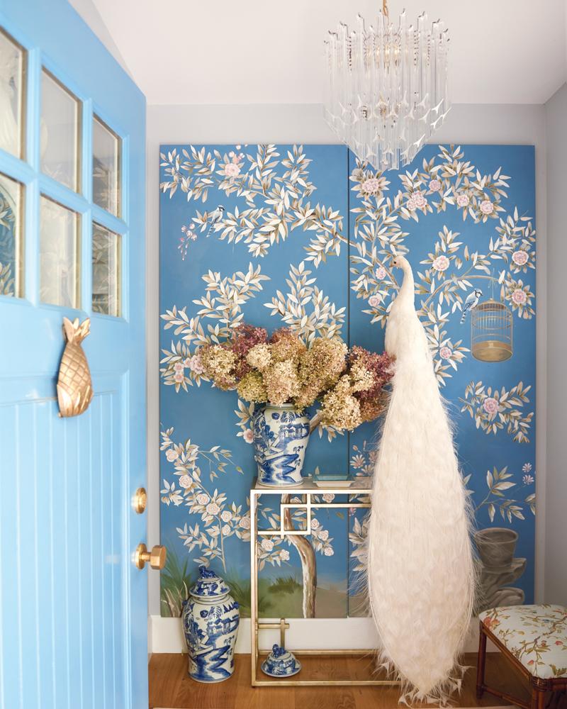 The elaborately decorated entryway provides a glimpse of what's to follow as you move through the house