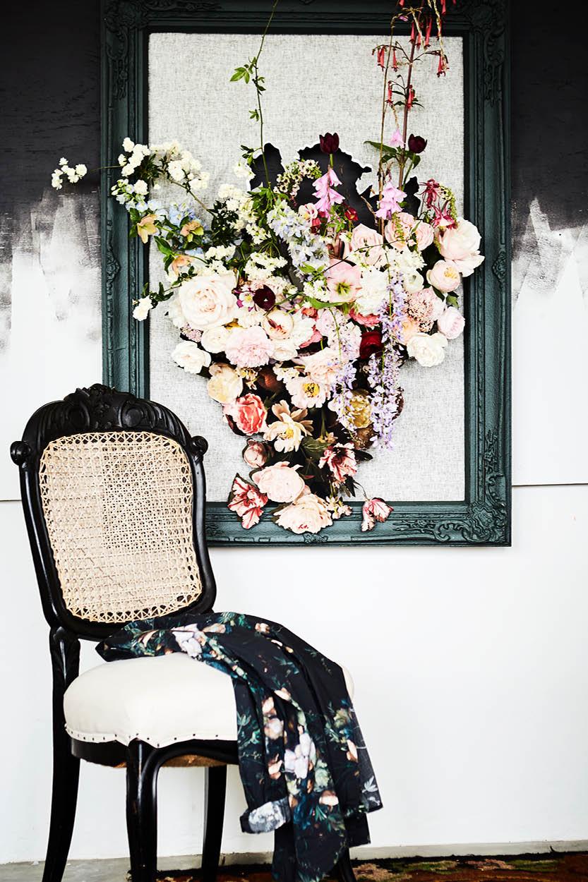 Frame a floral arrangement like an art piece