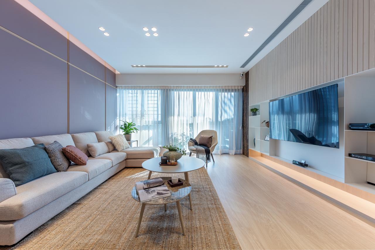 Natural materials and a pastel palette imbue zen in this 2,000sqft Kowloon Tong home