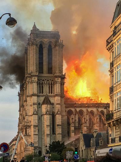 The 2019 Notre Dame fire (Photrography: LeLaisserPasserA38/Wiki Commons)
