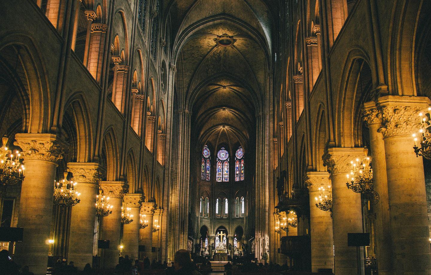 Damage to the interior was largely prevented by the cathedral's vaulted ceiling (Photo via Pexels)