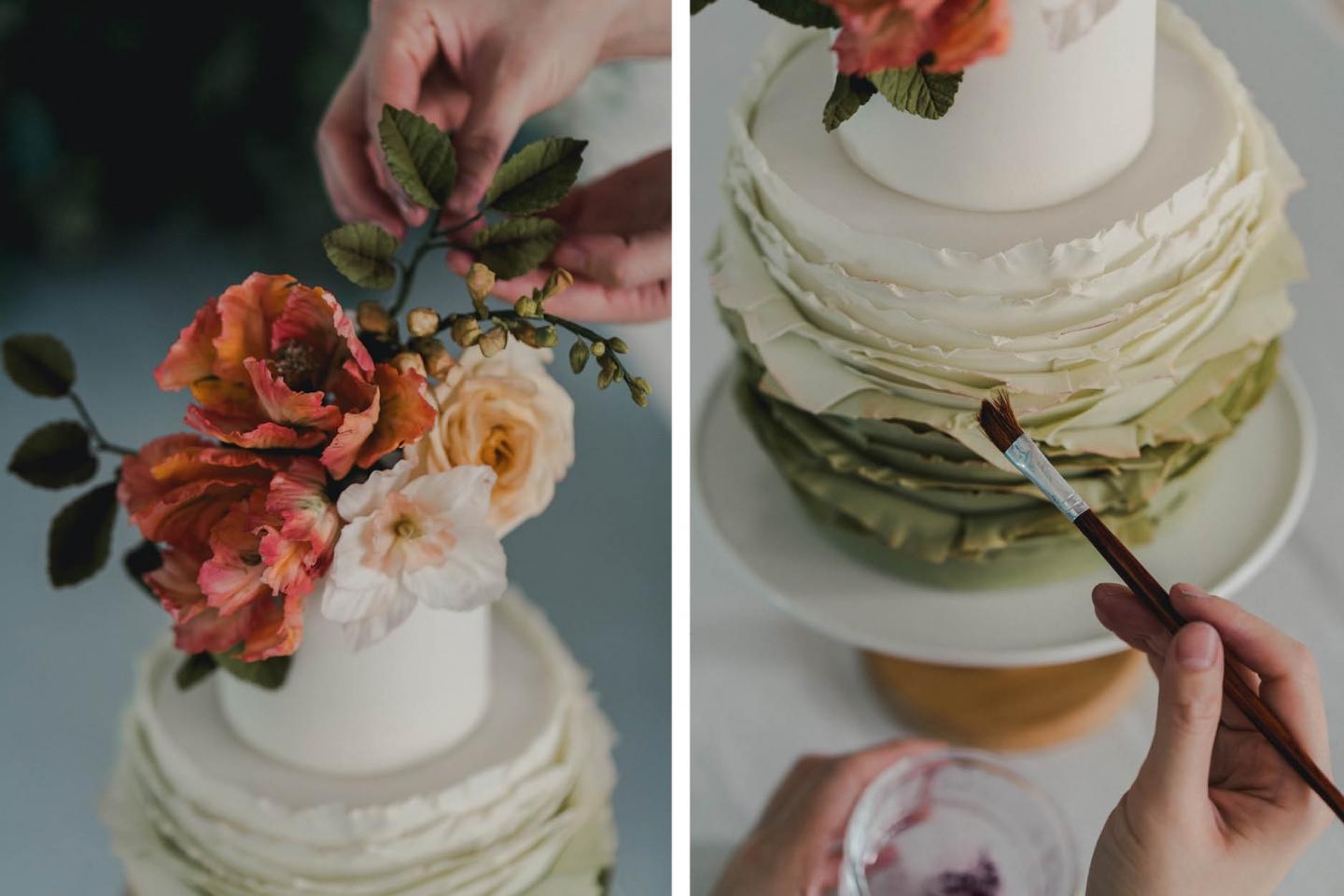 Venus在美國Maggie Austin Cake當實習生期間學會了精製結婚蛋糕和糖花的專業技術