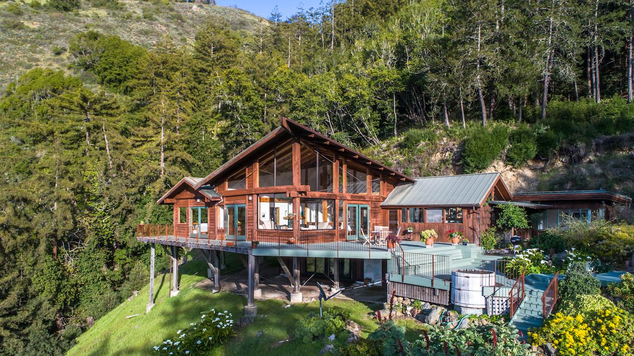 The 33-acre cliffside home is located on a former gold mine that was in use until 1960 — the mine is still accessible