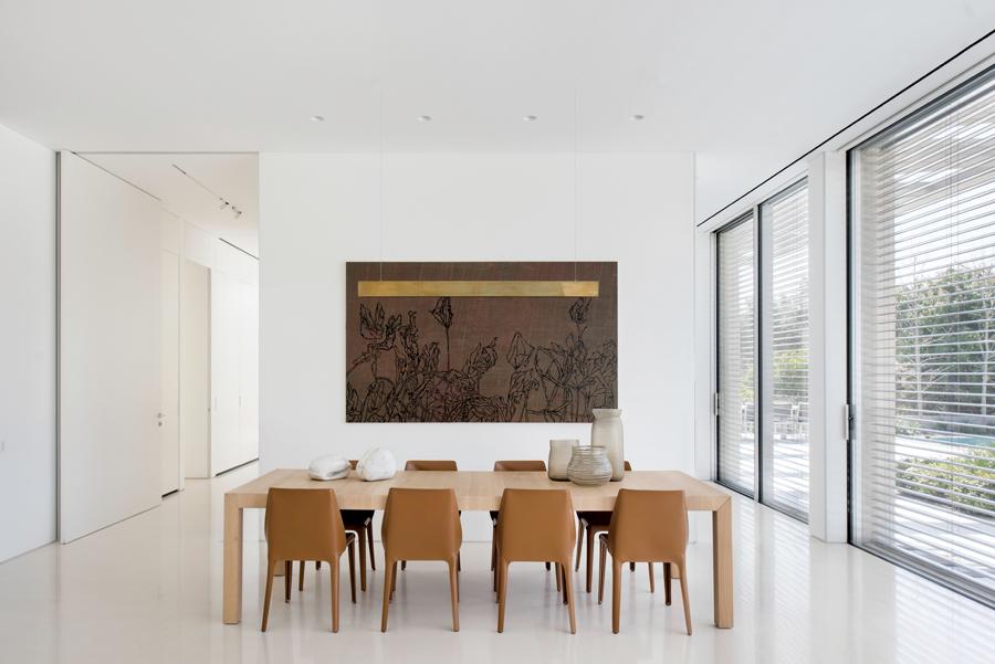 The dining area is imbued with natural light