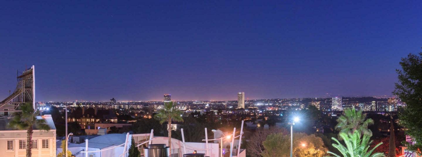 The dazzling night views of Los Angeles, as viewed from the property