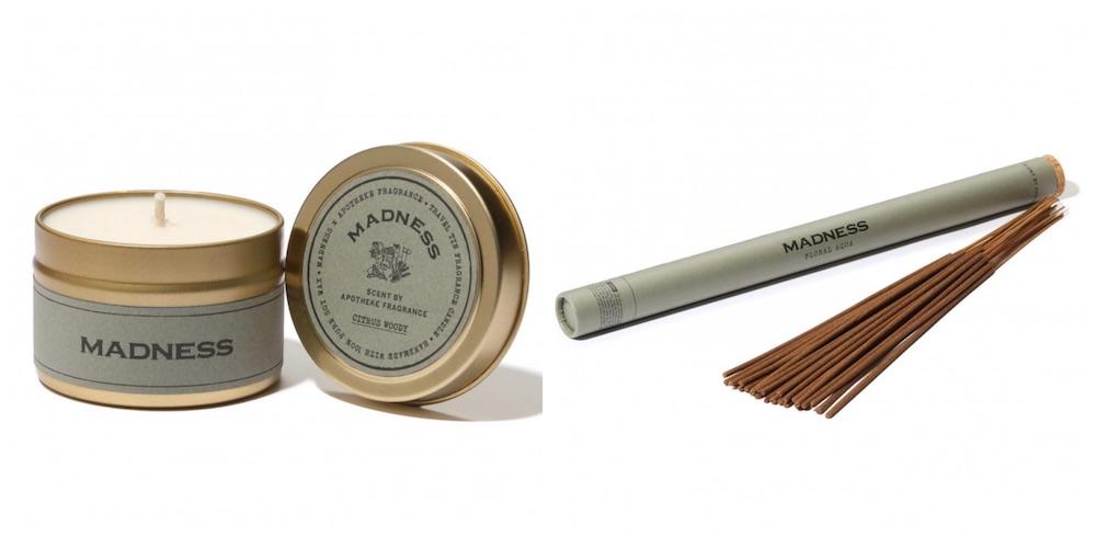 From left: The MDNS x Apotheke Fragrance Tin Can Travel Candle and the MDNS x Apotheke Fragrance Incense Sticks 