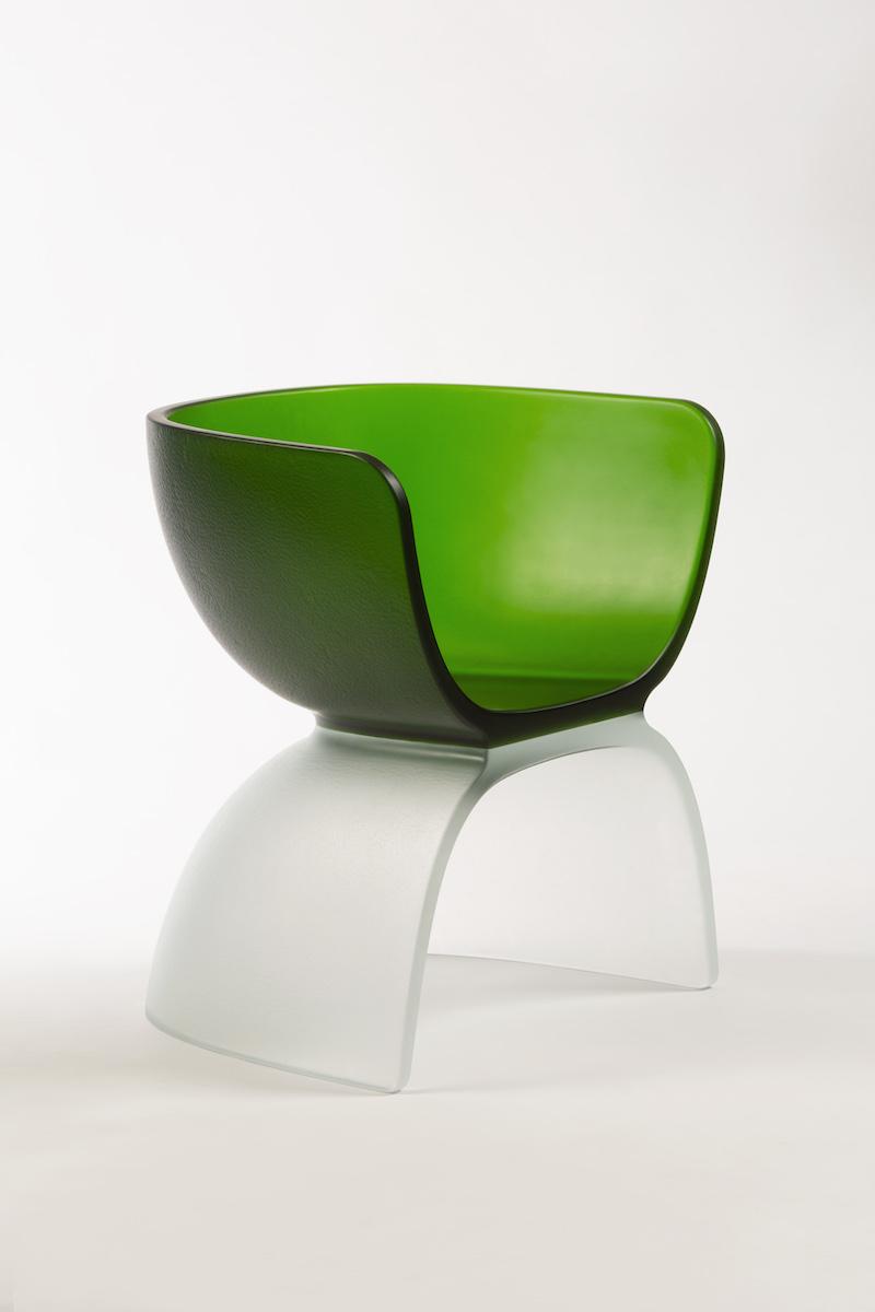 The exhibition also includes a selection of Newson's cast-glass chairs, made in the Czech Republic
