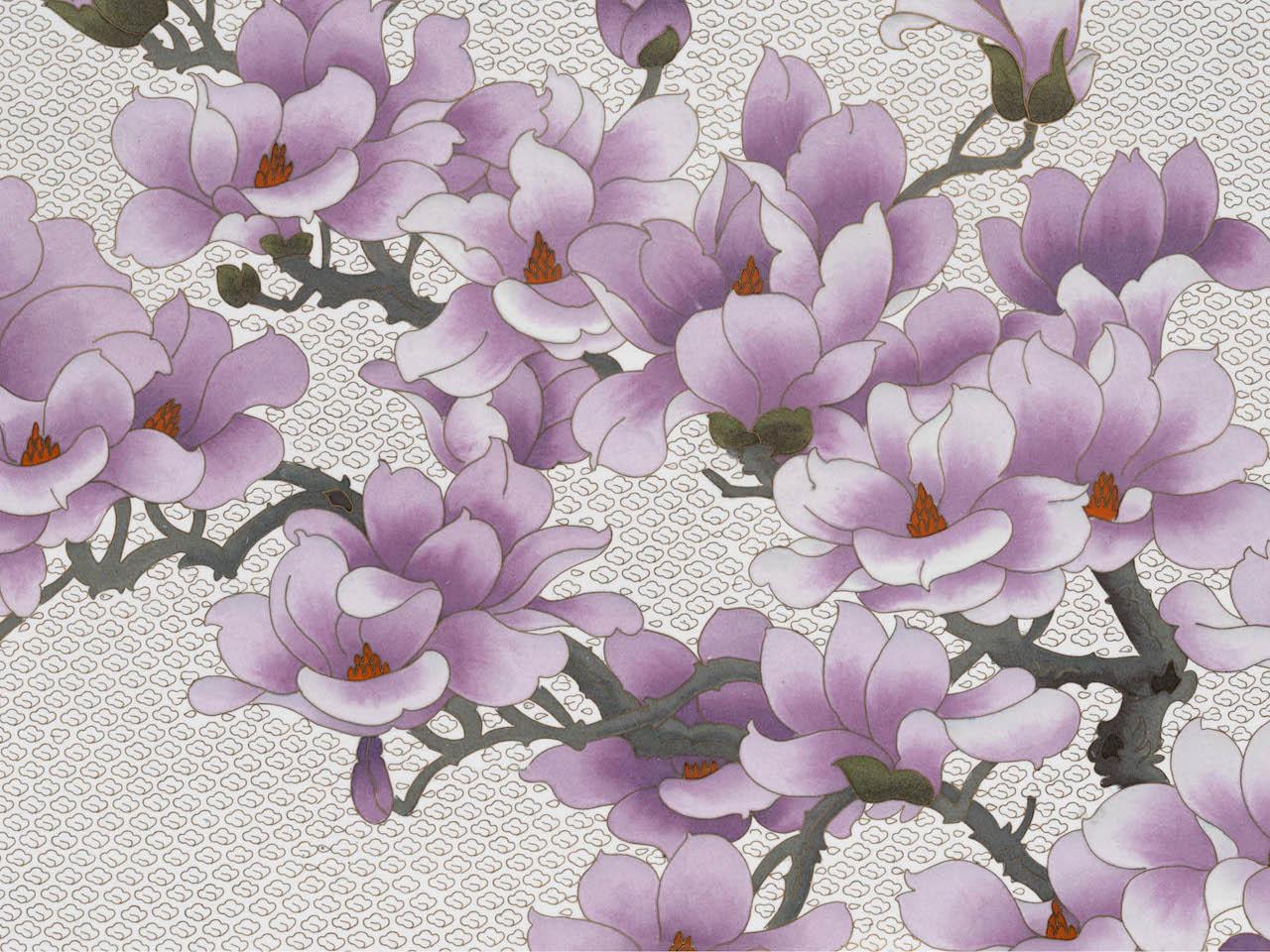 Detail, Cloisonné White Magnolia Chair