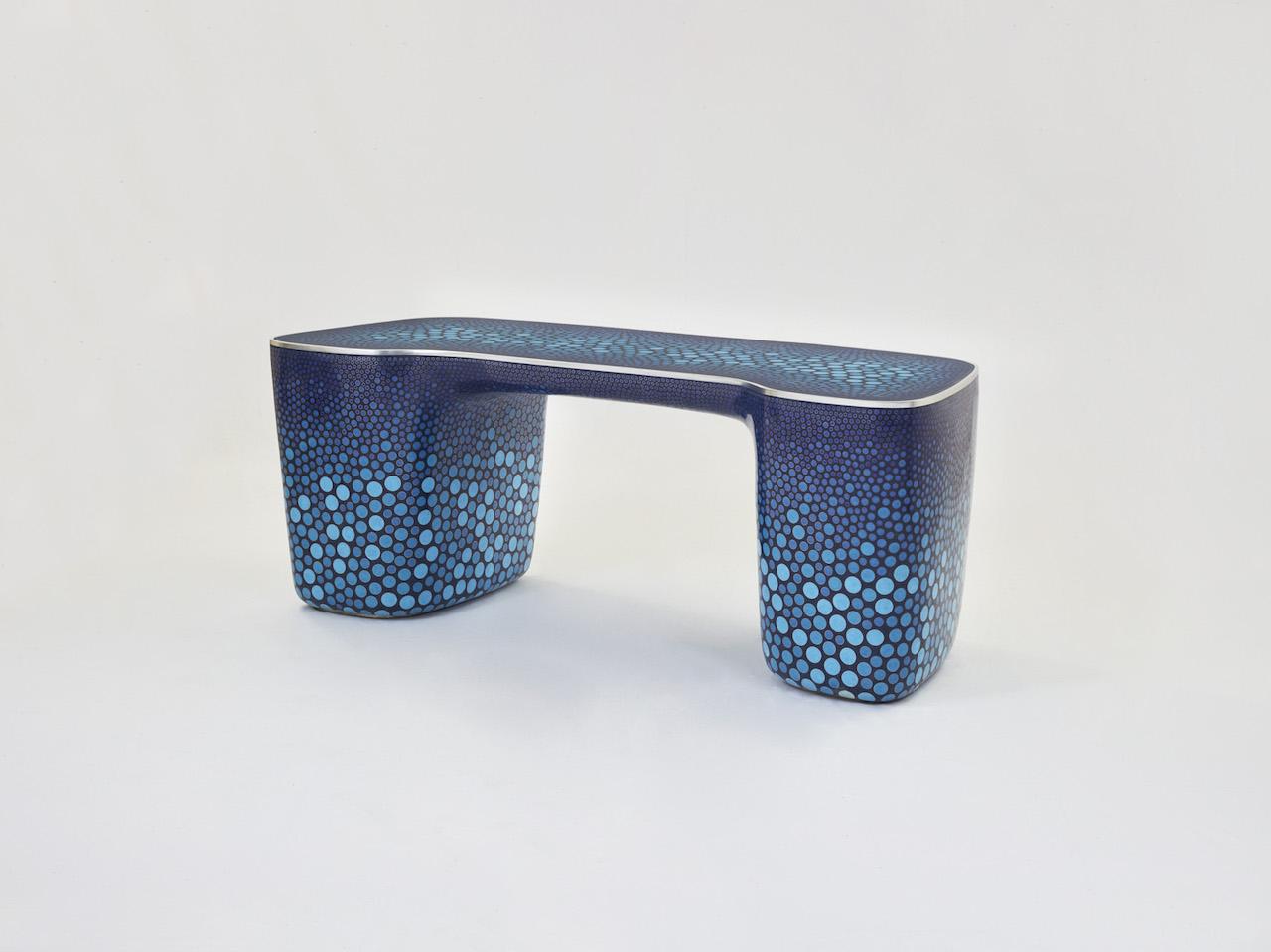 Cloisonné Blue Desk, on show at Gagosian