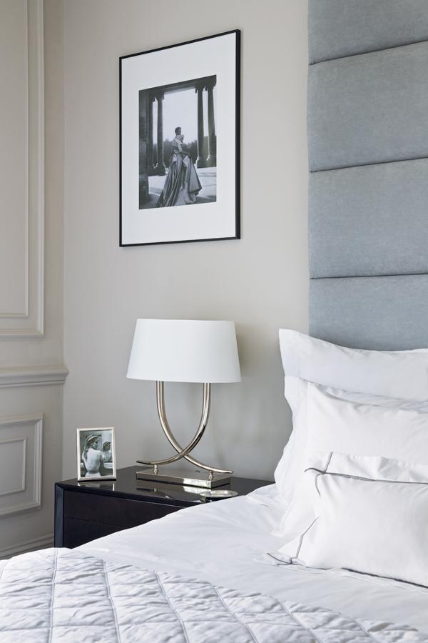 The master bedroom is painted in Silver by Zoffany for a calm, muted look