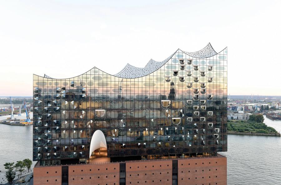 The Elbphilharmonie housed on the Grasbrook peninsula of the Elbe River