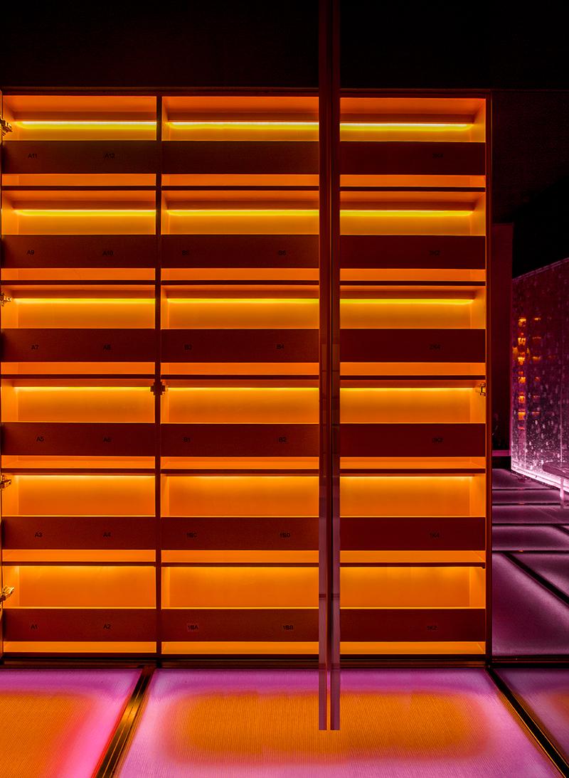 The backlit shoe cabinet for guests. (Photo: Courtesy of Shanghai Hip-pop Design)