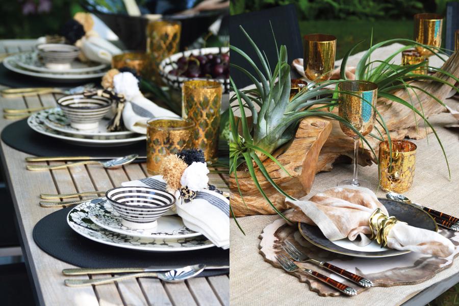 Play to colours, textures and materials with your tablescapes