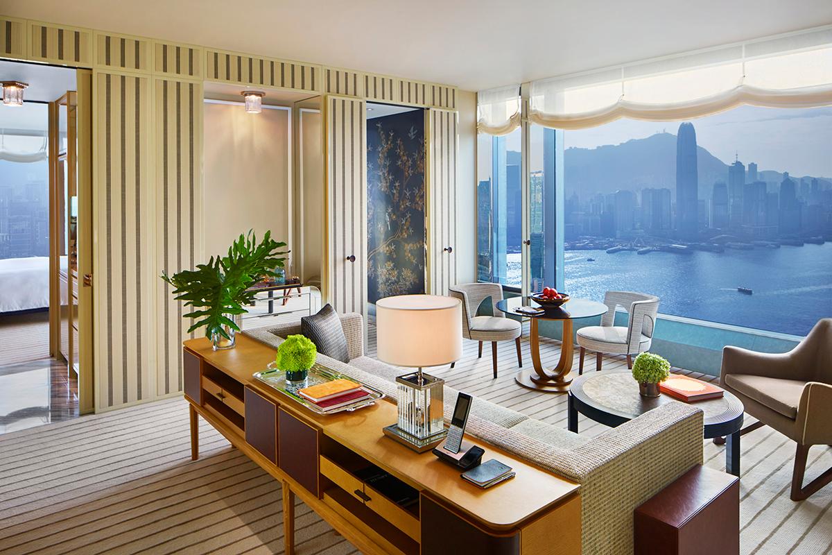 A view of the living room in a Rosewood Residences unit.  (Photo: Courtesy of Rosewood Hong Kong)