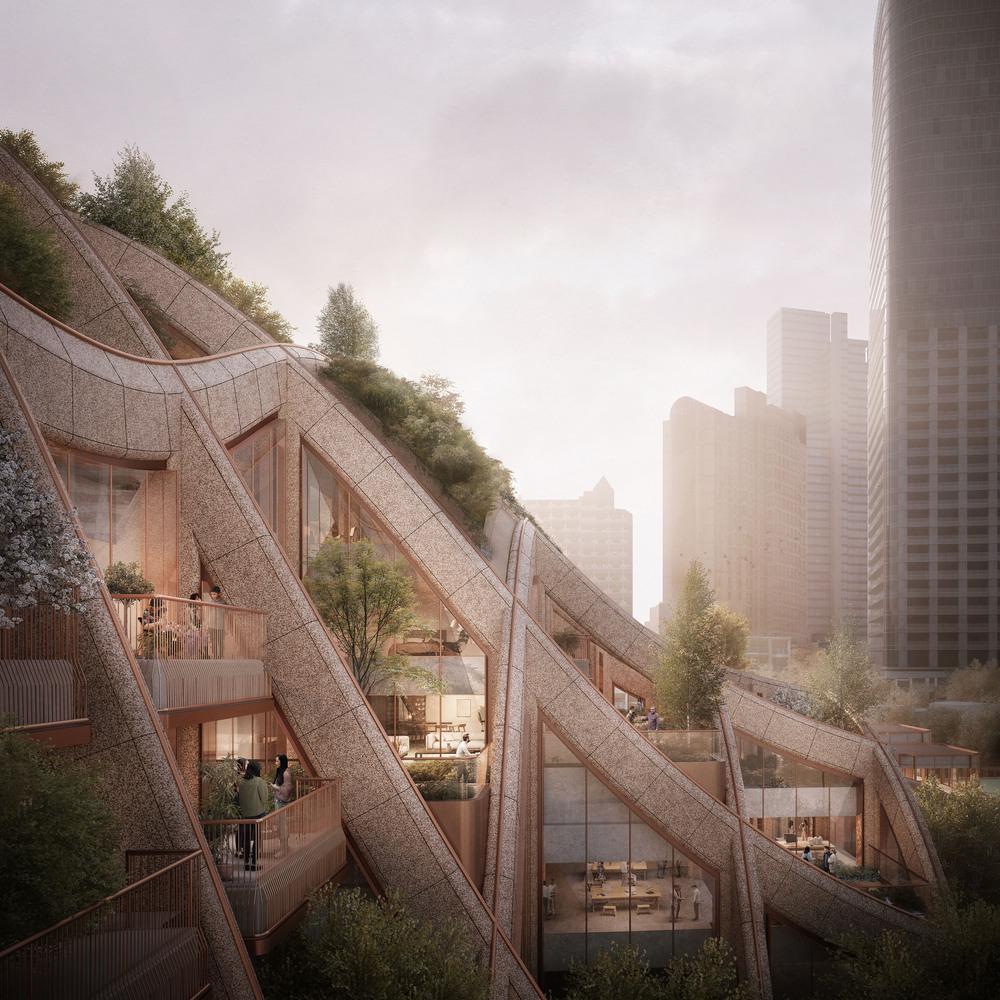 日本東京全新綠化涼棚 在都市中將建築與大自然互相結合