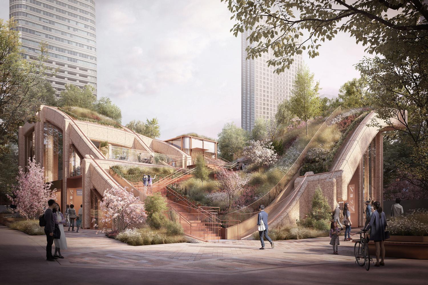 日本東京全新綠化涼棚 在都市中將建築與大自然互相結合