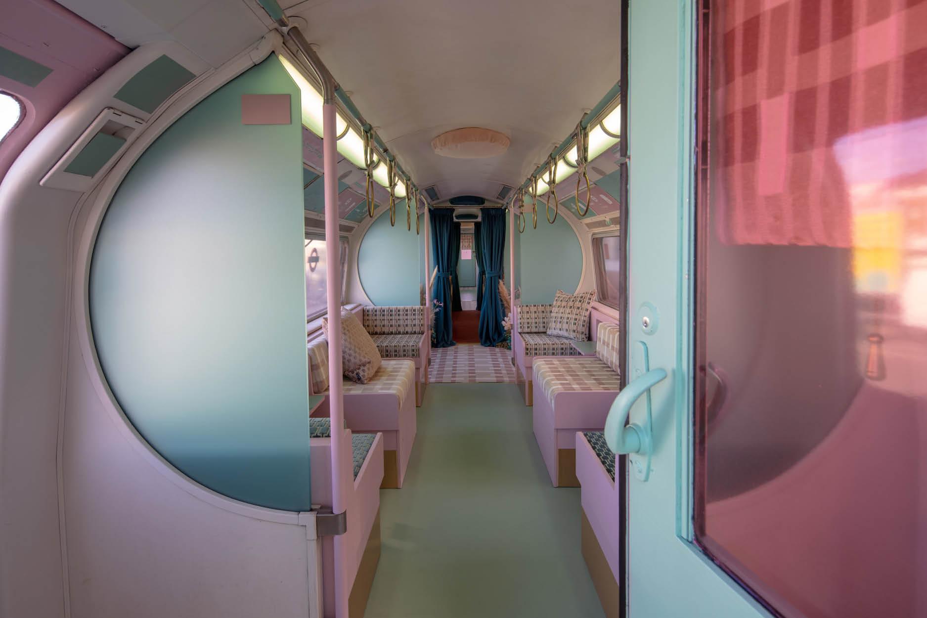 A 1967 London Underground Carriage is Livened Up by Dreamy Fabric Designs