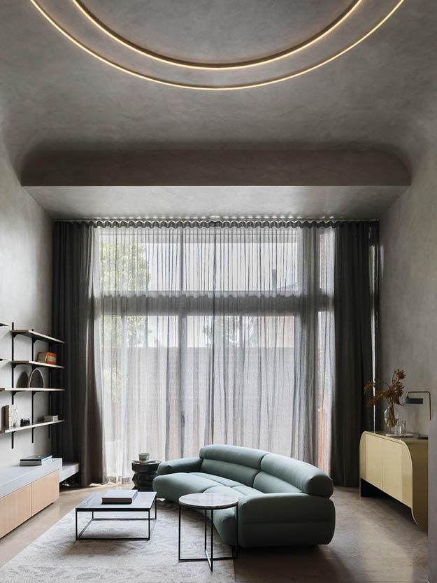型格時尚的室內設計：以仿混凝土和渾圓線條組出溫暖家居