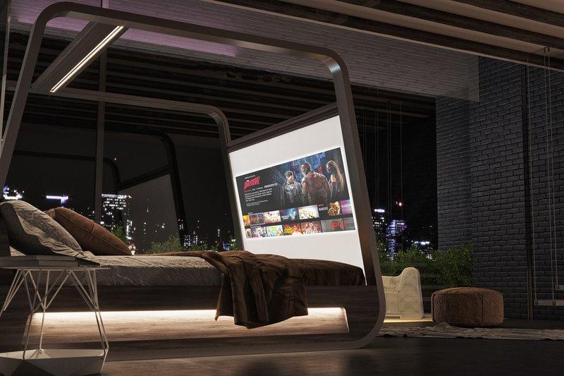 懶人家居必備！結合4K投影機、70吋大螢幕的Home Office智能睡床神器！