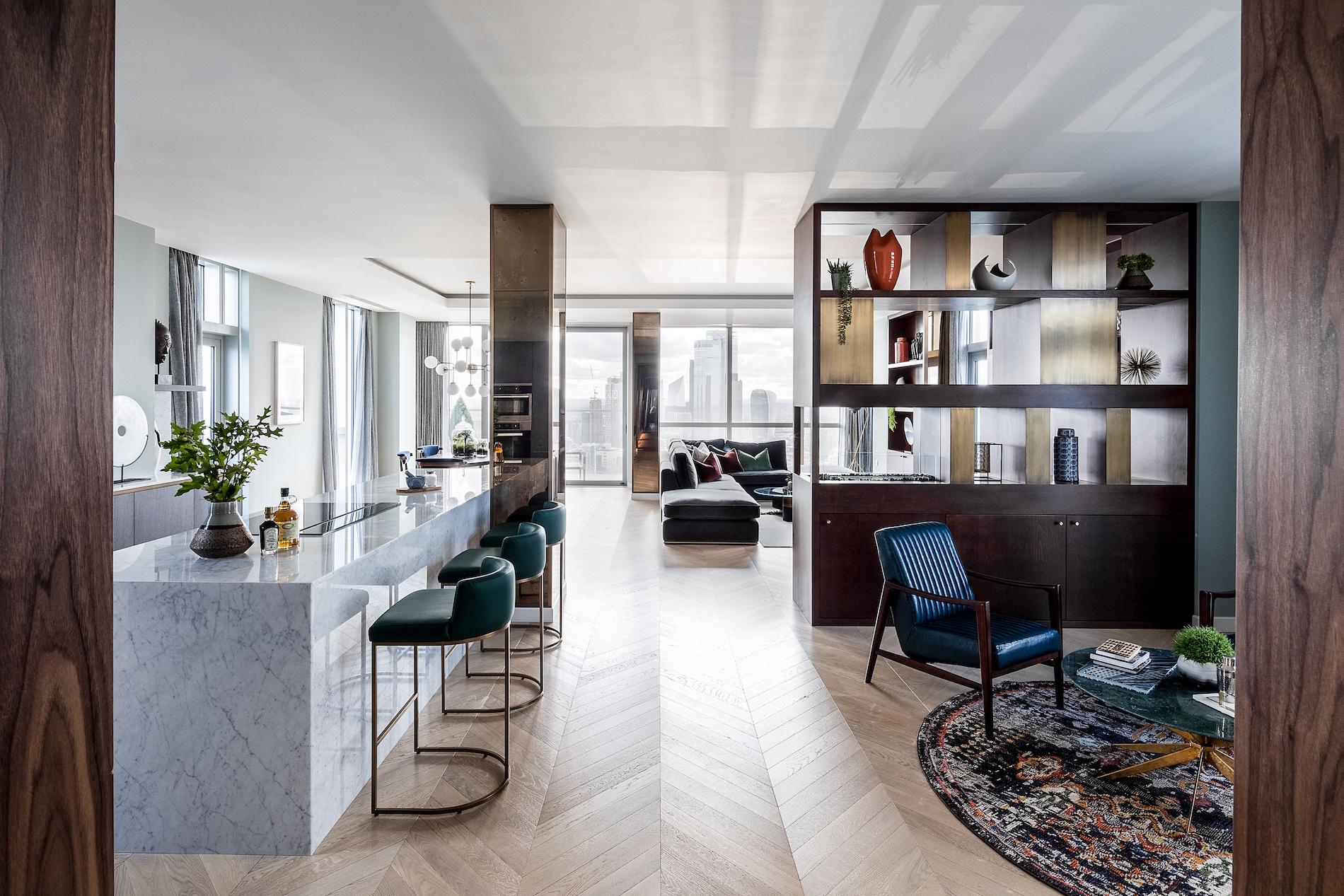 This Vibrant Art Deco-Style Penthouse Sits Atop London's Tallest Residential Building