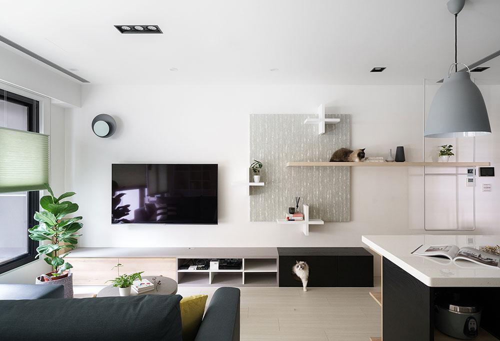 This 538sqft Taipei Flat is an Urban Paradise for a Couple and their Fur Children