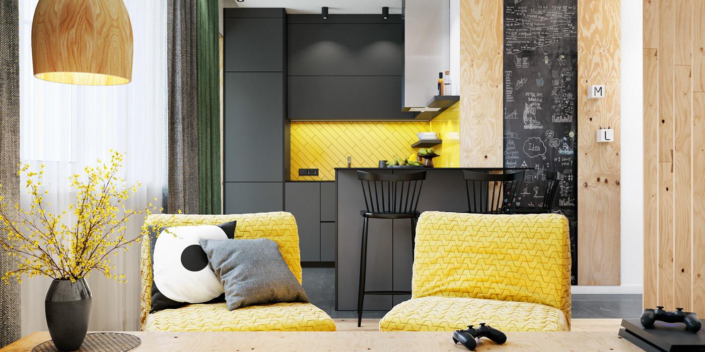 【裝潢靈感】323呎也能糅入鮮豔色彩，實踐單身住宅的實用規劃