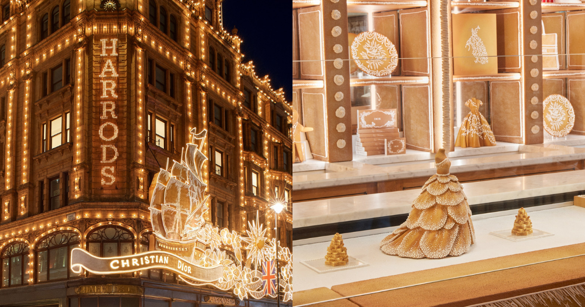 Dior Transforms Harrods Into A Gigantic, Fashion-Filled Gingerbread House  For Christmas