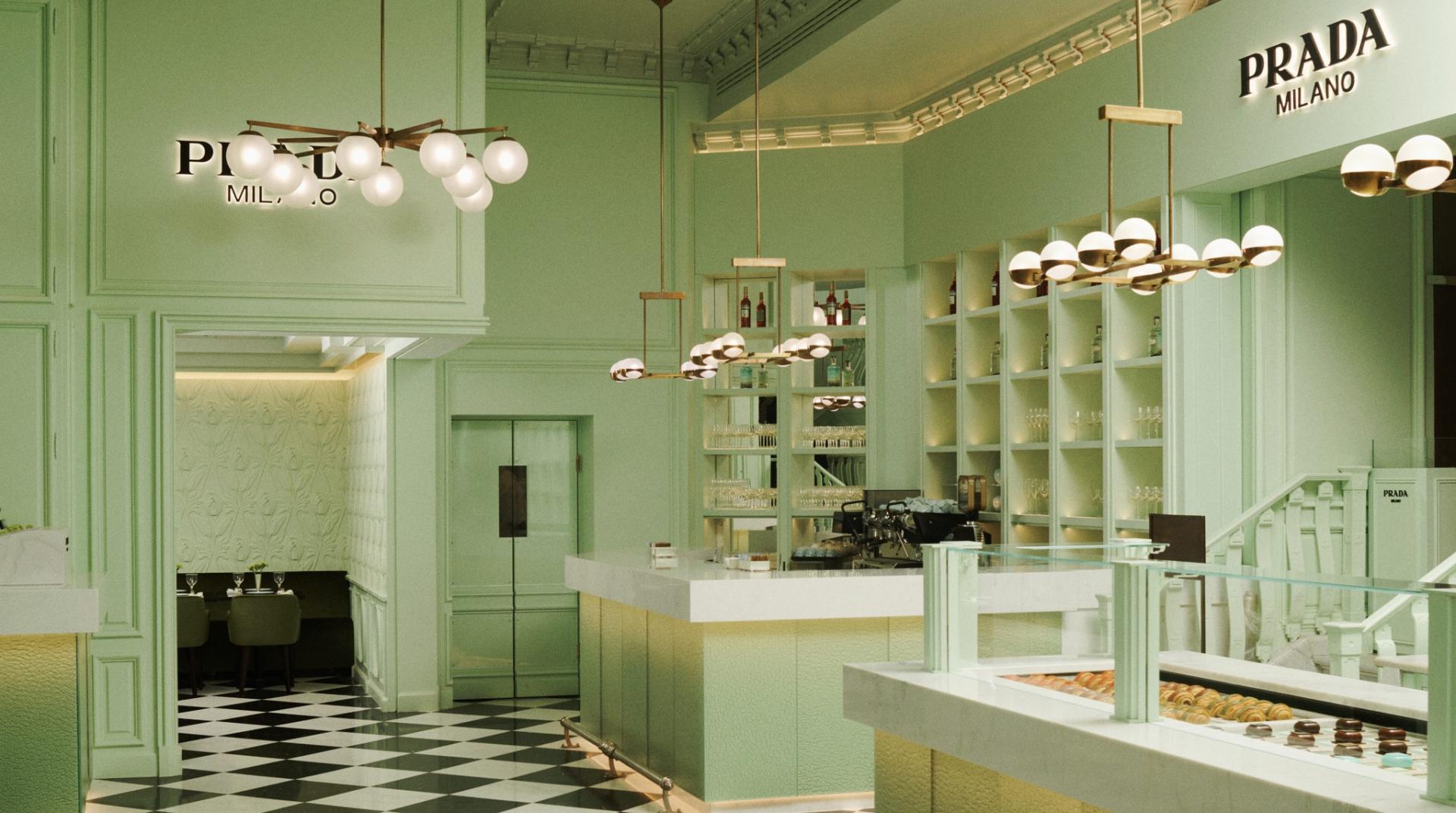 Inside Prada's Uber-Stylish Pop-Up Cafe in Harrods' London Megastore 