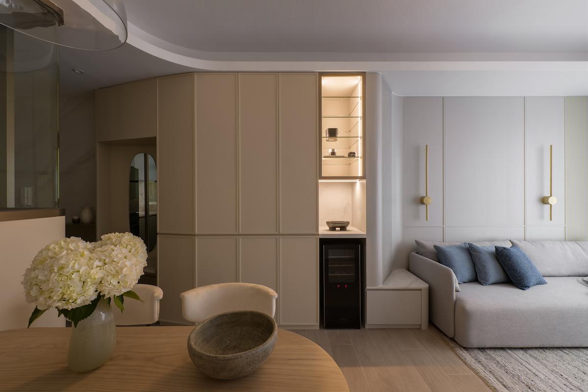 Ample Storage Space is Nicely Concealed Behind Curves in this 752 sq. ft. Quarry Bay Abode