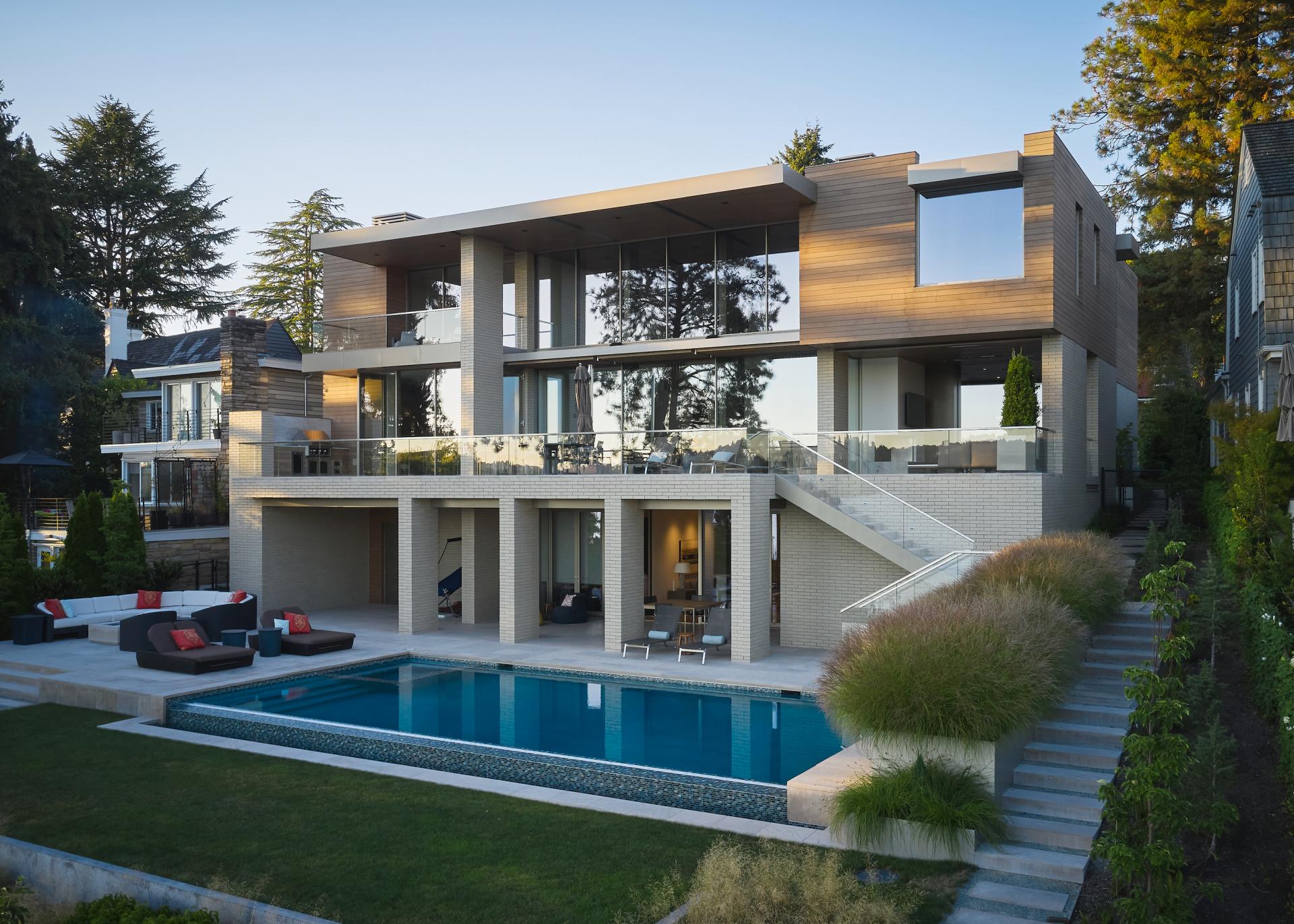 A Stunning 12,000 sq. ft. All-Glass, Two-Story Lake House in Seattle